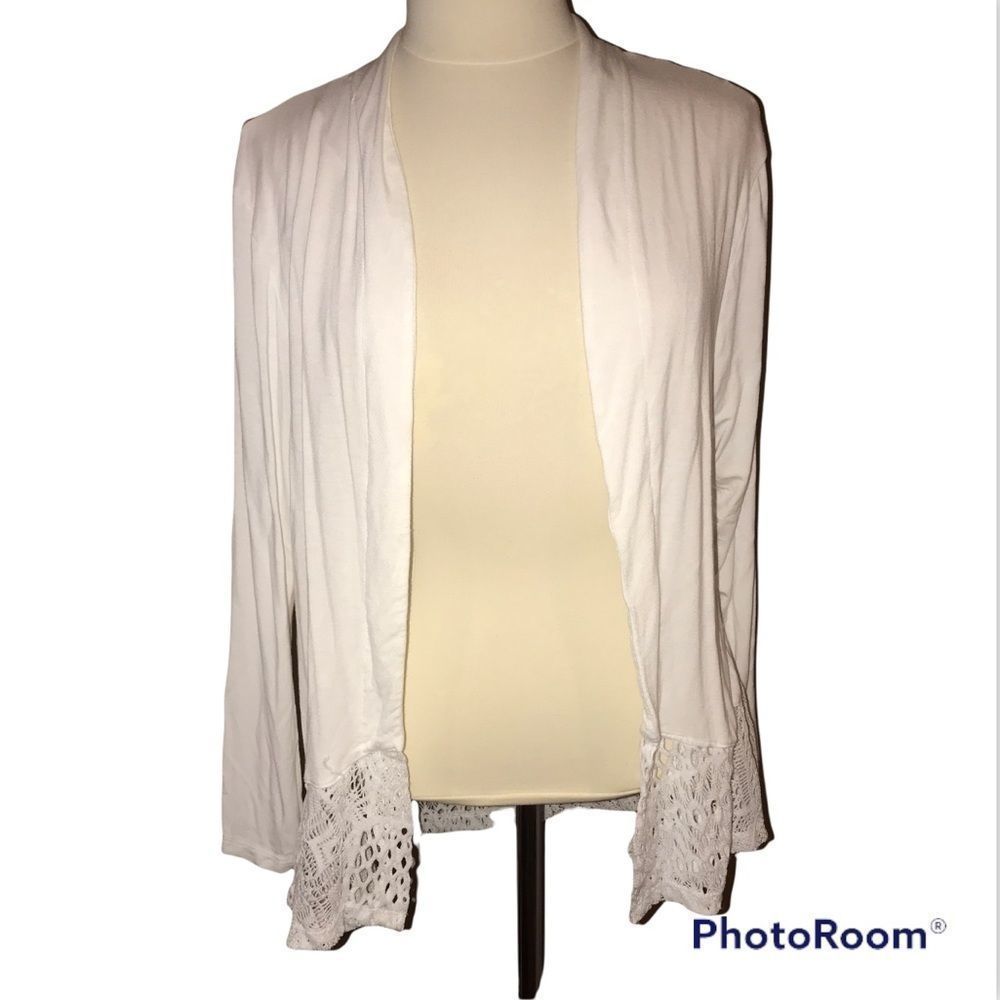 🆕 PARKER & QUINN white lace crochet cardigan size 1X nwot
